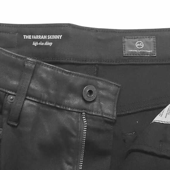 AG Adriano Goldschmied The Farrah Skinny Distressed Women's 27 Black Leatherette - Picture 2 of 16